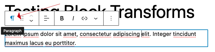 Block Transform - Changing to Headline