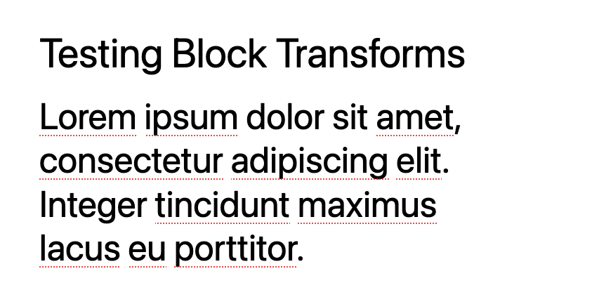 Block Transform - Changing to Headline